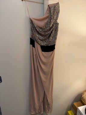 Pinko One Shoulder Sequin Evening Gown | Blush Pink | Size US 6